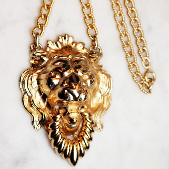 Napier Gold Lion's Head Doorknocker Necklace - Picture 4 of 8